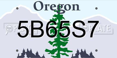 5B65S7 Oregon License Plate