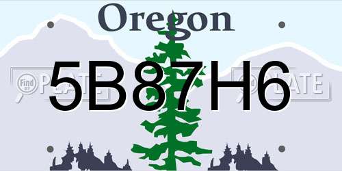 5B87H6 Oregon License Plate
