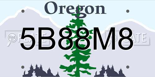 5B88M8 Oregon License Plate