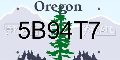 5B94T7 Oregon License Plate