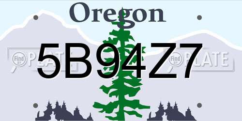 5B94Z7 Oregon License Plate
