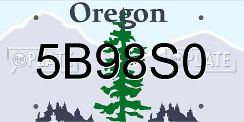 5B98S0 Oregon License Plate