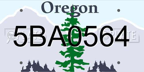5BA0564 Oregon License Plate