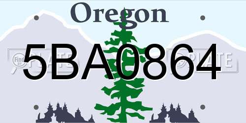 5BA0864 Oregon License Plate