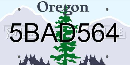 5BAD564 Oregon License Plate