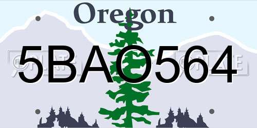 5BAO564 Oregon License Plate