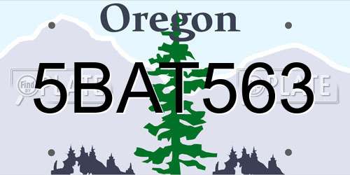 5BAT563 Oregon License Plate