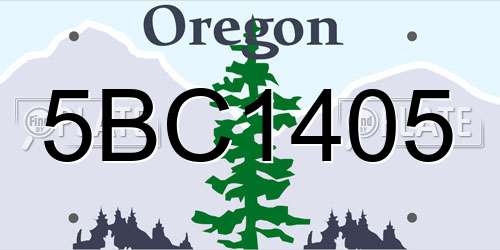 5BC1405 Oregon License Plate