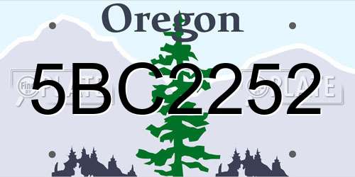 5BC2252 Oregon License Plate