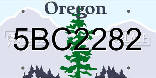5BC2282 Oregon License Plate