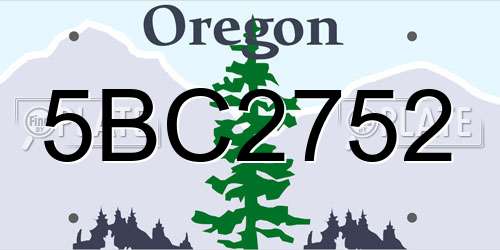 5BC2752 Oregon License Plate