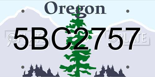 5BC2757 Oregon License Plate