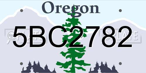 5BC2782 Oregon License Plate