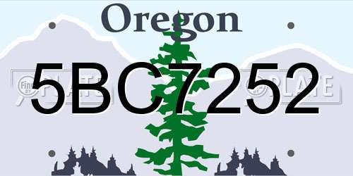 5BC7252 Oregon License Plate