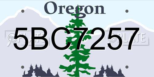 5BC7257 Oregon License Plate