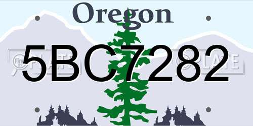 5BC7282 Oregon License Plate