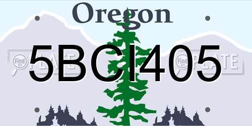 5BCI405 Oregon License Plate
