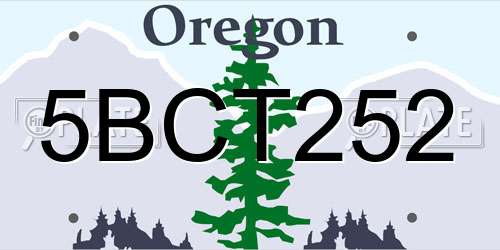 5BCT252 Oregon License Plate