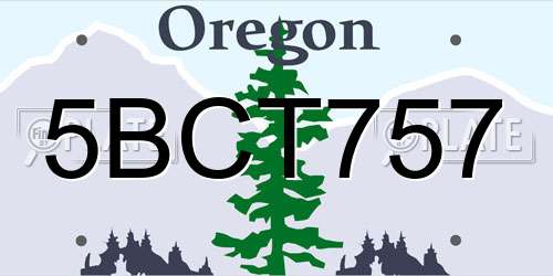 5BCT757 Oregon License Plate