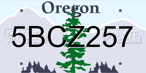 5BCZ257 Oregon License Plate