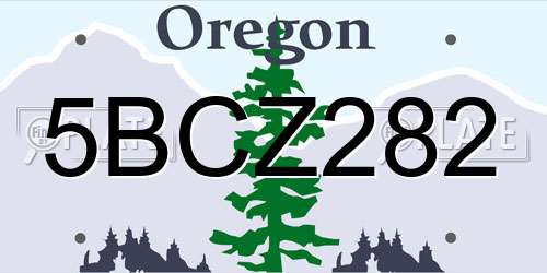 5BCZ282 Oregon License Plate