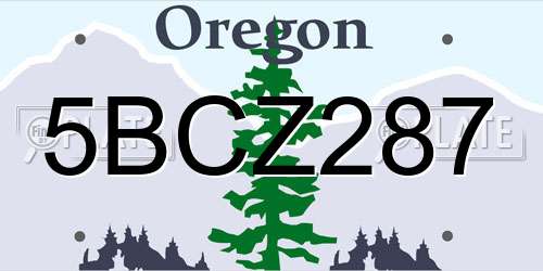 5BCZ287 Oregon License Plate