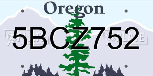 5BCZ752 Oregon License Plate