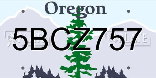 5BCZ757 Oregon License Plate