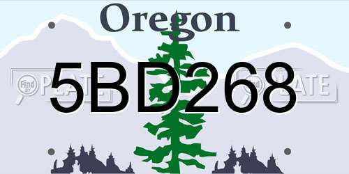 5BD268 Oregon License Plate