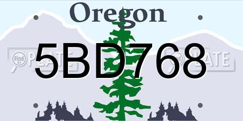 5BD768 Oregon License Plate