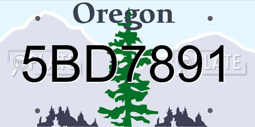 5BD7891 Oregon License Plate