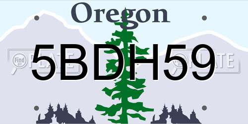 5BDH59 Oregon License Plate
