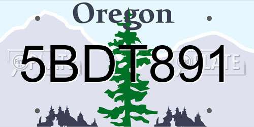 5BDT891 Oregon License Plate