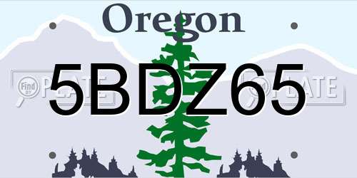 5BDZ65 Oregon License Plate
