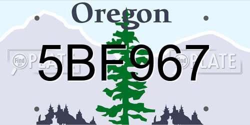 5BF967 Oregon License Plate