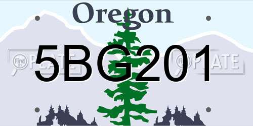 5BG201 Oregon License Plate