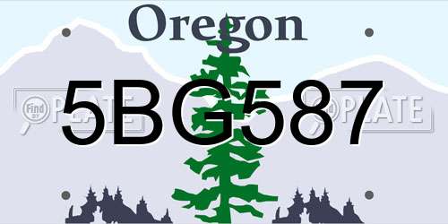 5BG587 Oregon License Plate
