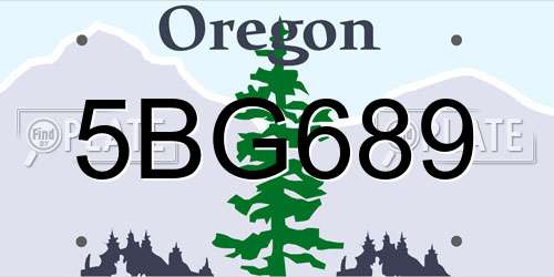 5BG689 Oregon License Plate