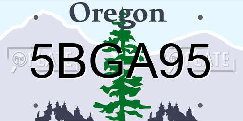 5BGA95 Oregon License Plate