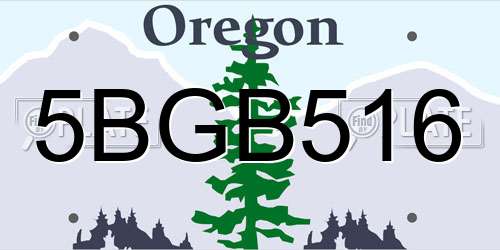 5BGB516 Oregon License Plate