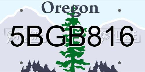 5BGB816 Oregon License Plate