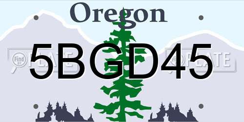 5BGD45 Oregon License Plate