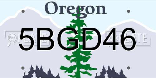 5BGD46 Oregon License Plate