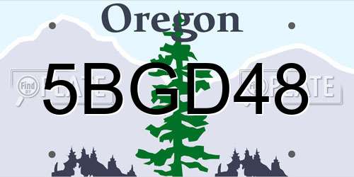 5BGD48 Oregon License Plate
