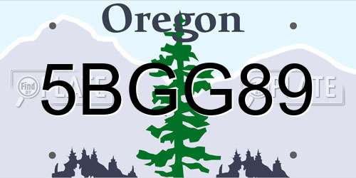 5BGG89 Oregon License Plate