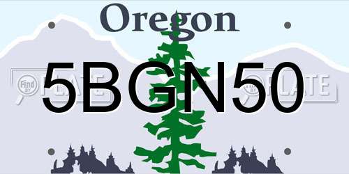 5BGN50 Oregon License Plate