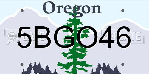 5BGO46 Oregon License Plate