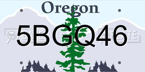 5BGQ46 Oregon License Plate