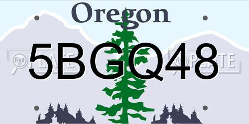5BGQ48 Oregon License Plate