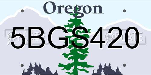 5BGS420 Oregon License Plate